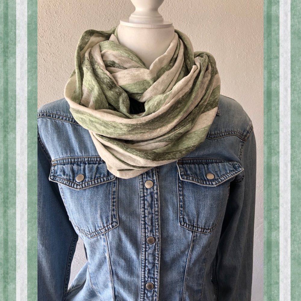 Green and Beige Infinity Scarf